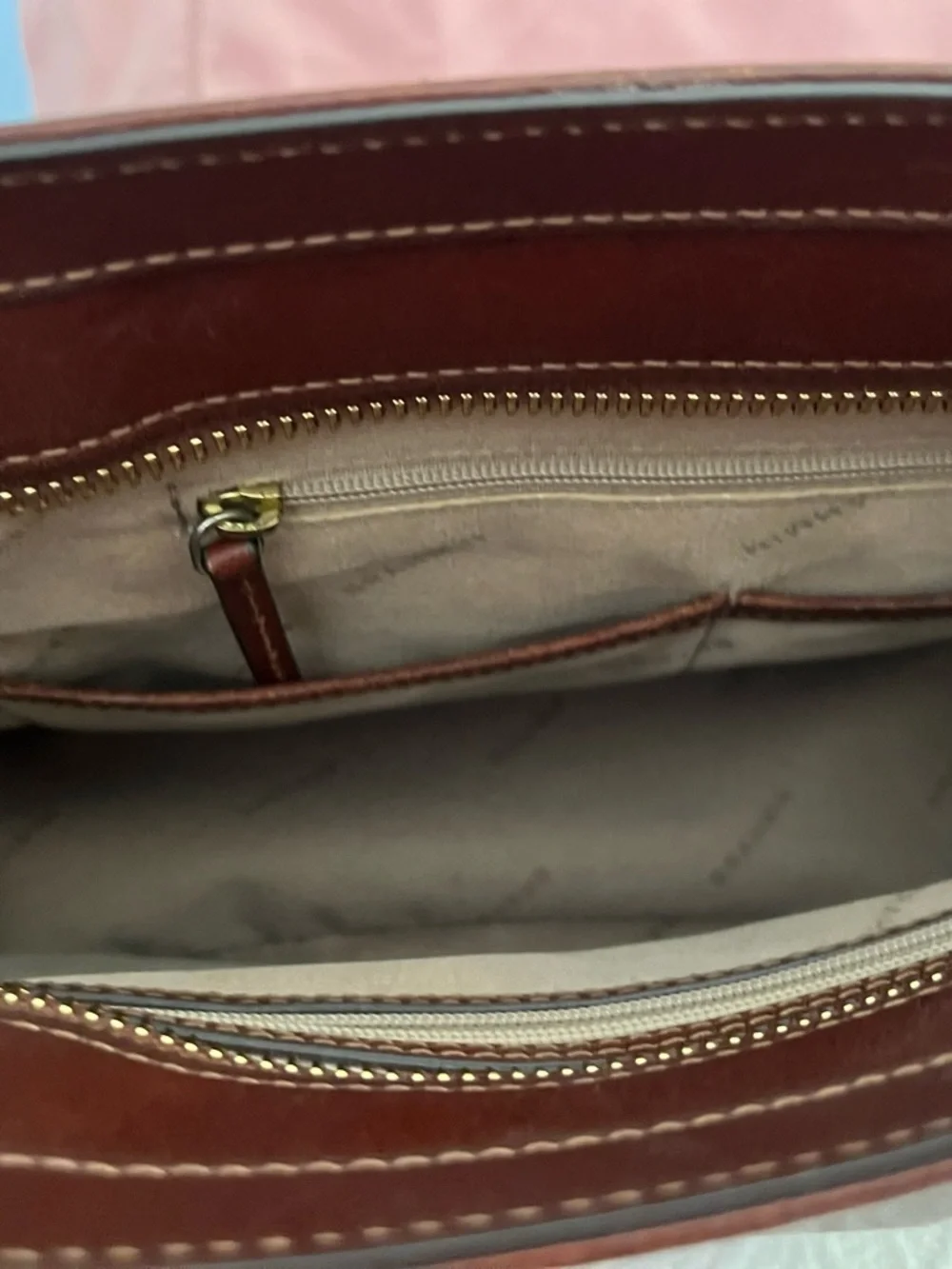 Brahmin Chestnut Brown Leather Tote with Gold-Tone Hardware - Picture 3 of 5